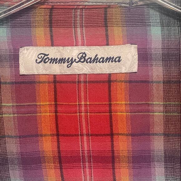 Tommy Bahama Double Faced Button Shirt Mens XL Red Blue Plaid Cotton Western - Picture 4 of 8